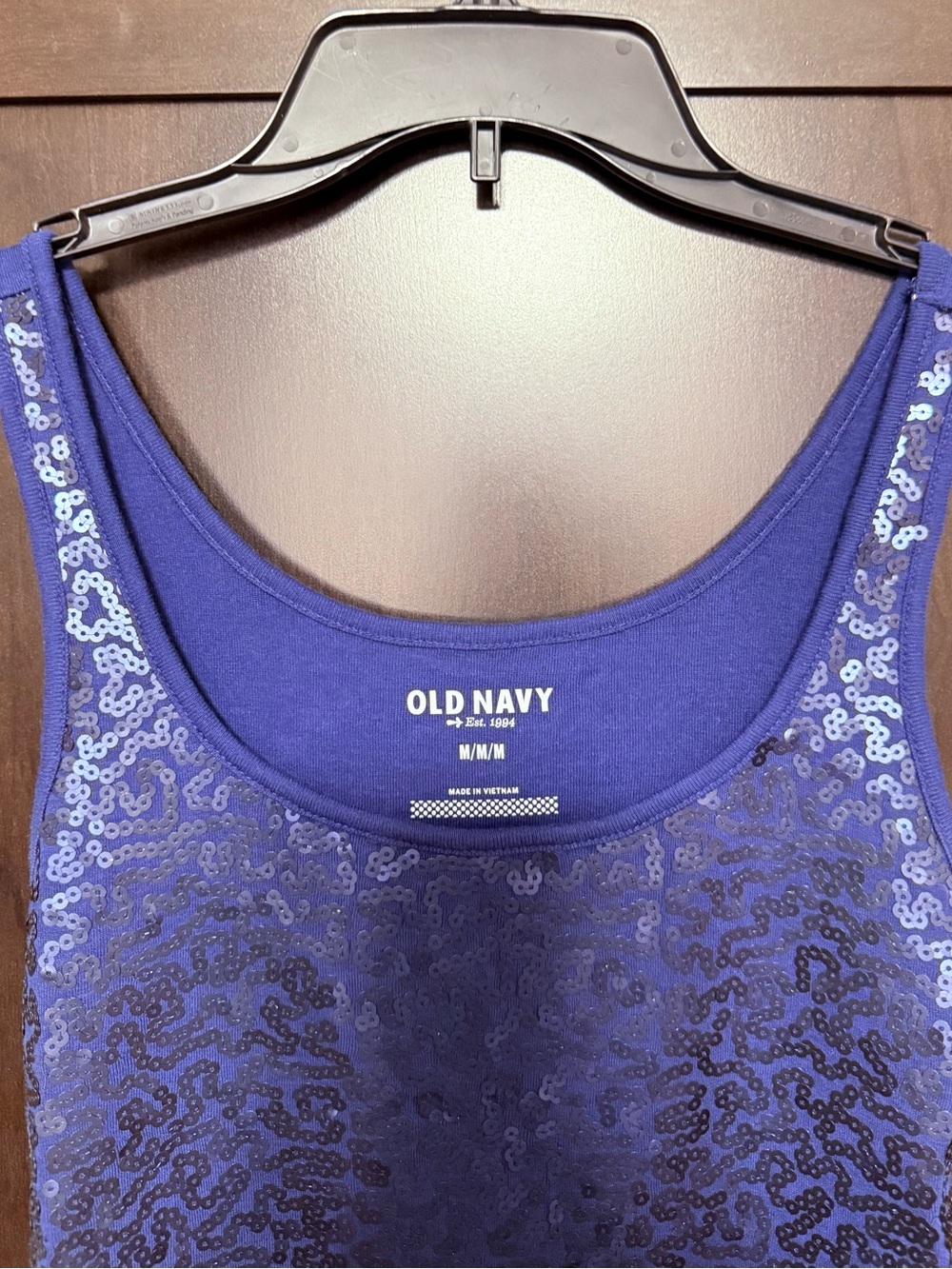 Old Navy Blue Sequin Scoop Tank Top